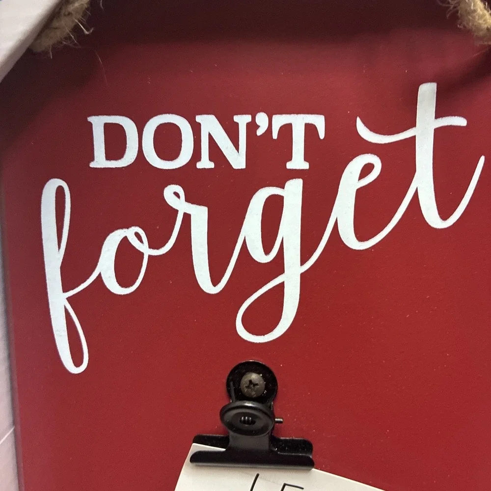 Don't Forget Message Board with Hooks Wall Hanging Wall Decor